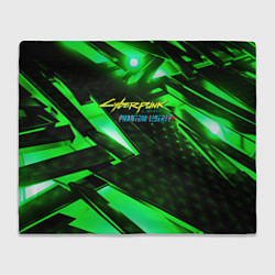 Плед флисовый Cyberpunk 2077 phantom liberty neon green, цвет: 3D-велсофт