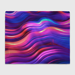 Плед флисовый Неоновые волны, цвет: 3D-велсофт