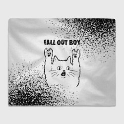 Плед флисовый Fall Out Boy рок кот на светлом фоне, цвет: 3D-велсофт