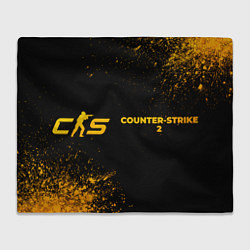 Плед флисовый Counter-Strike 2 - gold gradient: надпись и символ, цвет: 3D-велсофт