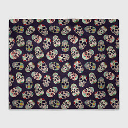 Плед флисовый Узор с черепами Pattern with skulls, цвет: 3D-велсофт