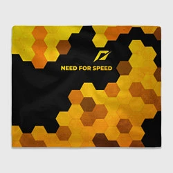Плед флисовый Need for Speed - gold gradient: символ сверху, цвет: 3D-велсофт