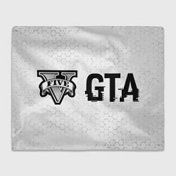 Плед флисовый GTA glitch на светлом фоне: надпись и символ, цвет: 3D-велсофт