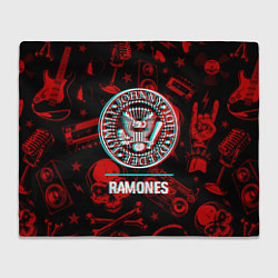 Плед флисовый Ramones rock glitch, цвет: 3D-велсофт