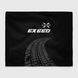 Плед флисовый Exeed speed на темном фоне со следами шин: символ, цвет: 3D-велсофт