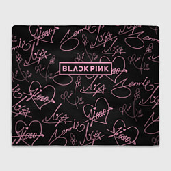 Плед флисовый Блэкпинк - розовые автографы, цвет: 3D-велсофт