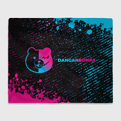 Плед флисовый Danganronpa - neon gradient: надпись и символ, цвет: 3D-велсофт