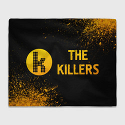 Плед флисовый The Killers - gold gradient: надпись и символ, цвет: 3D-велсофт