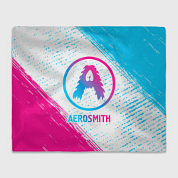 Плед флисовый Aerosmith neon gradient style, цвет: 3D-велсофт