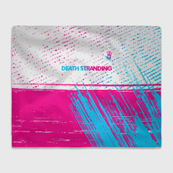 Плед флисовый Death Stranding neon gradient style: символ сверху, цвет: 3D-велсофт