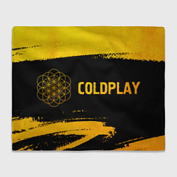 Плед флисовый Coldplay - gold gradient: надпись и символ, цвет: 3D-велсофт