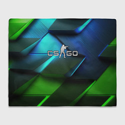 Плед флисовый CS GO green blue abstract, цвет: 3D-велсофт