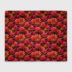 Плед флисовый Красные объемные цветочки, цвет: 3D-велсофт
