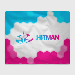 Плед флисовый Hitman neon gradient style: надпись и символ, цвет: 3D-велсофт