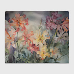 Плед флисовый Акварельные лилии, цвет: 3D-велсофт