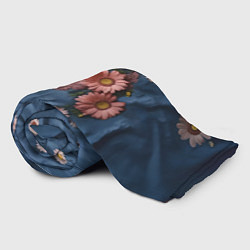 Плед флисовый Хризантемы на джинсе, цвет: 3D-велсофт — фото 2