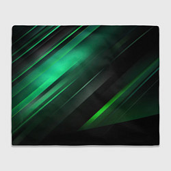 Плед флисовый Black green abstract, цвет: 3D-велсофт
