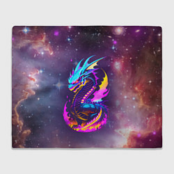 Плед флисовый Space dragon - neon glow - neural network, цвет: 3D-велсофт