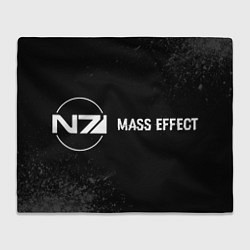 Плед флисовый Mass Effect glitch на темном фоне: надпись и симво, цвет: 3D-велсофт