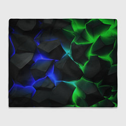 Плед флисовый Синие и зеленые плиты, цвет: 3D-велсофт