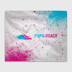 Плед флисовый Papa Roach neon gradient style: надпись и символ, цвет: 3D-велсофт