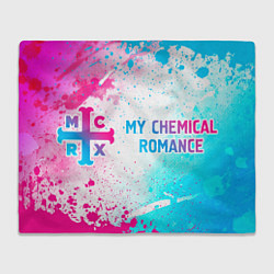 Плед флисовый My Chemical Romance neon gradient style: надпись и, цвет: 3D-велсофт