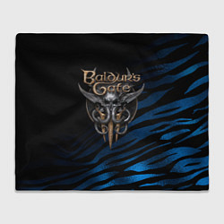 Плед флисовый Baldurs Gate 3 logo blue geometry, цвет: 3D-велсофт
