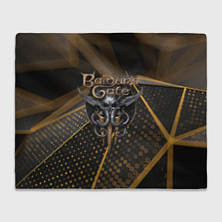 Плед флисовый Baldurs Gate 3 logo dark gold geometry, цвет: 3D-велсофт