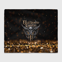 Плед флисовый Baldurs Gate 3 logo dark gold logo, цвет: 3D-велсофт
