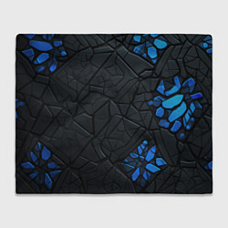 Плед флисовый Черные плиты с синими вставками, цвет: 3D-велсофт