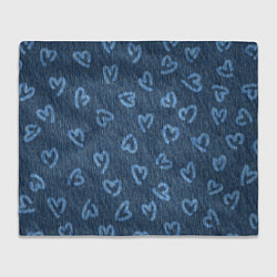 Плед флисовый Hearts on denim, цвет: 3D-велсофт