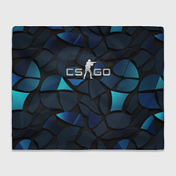 Плед флисовый CS GO blue black elements, цвет: 3D-велсофт