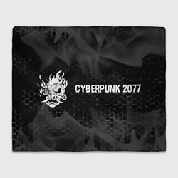 Плед флисовый Cyberpunk 2077 glitch на темном фоне: надпись и си, цвет: 3D-велсофт