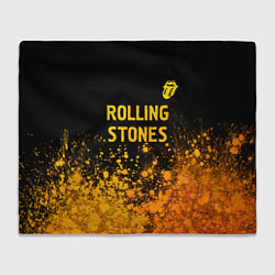 Плед флисовый Rolling Stones - gold gradient: символ сверху, цвет: 3D-велсофт
