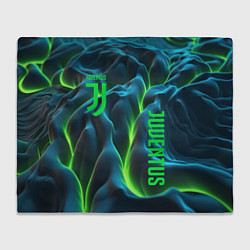 Плед флисовый Ювентус лого на зеленых плитах, цвет: 3D-велсофт