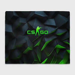 Плед флисовый CSGO green texture logo, цвет: 3D-велсофт