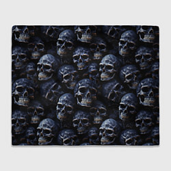 Плед флисовый Черные металлические черепа, цвет: 3D-велсофт