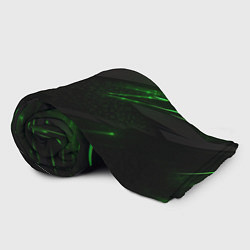 Плед флисовый Dark black green abstract, цвет: 3D-велсофт — фото 2