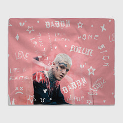 Плед флисовый Lil Peep тату розовый, цвет: 3D-велсофт