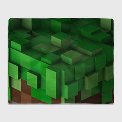 Плед флисовый Зелёный блоковый паттерн, цвет: 3D-велсофт