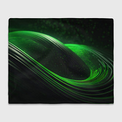 Плед флисовый Зеленые абстрактные волны, цвет: 3D-велсофт