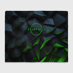 Плед флисовый Starfield black green logo, цвет: 3D-велсофт