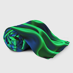 Плед флисовый Зеленые неоновые волны, цвет: 3D-велсофт — фото 2