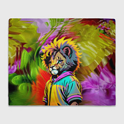 Плед флисовый Funny lion cub - pop art, цвет: 3D-велсофт