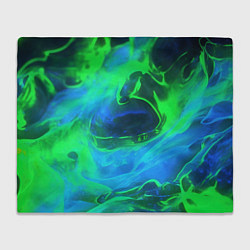 Плед флисовый Зеленый и синий дым, цвет: 3D-велсофт