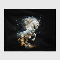 Плед флисовый Конь Белая молния, цвет: 3D-велсофт