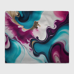 Плед флисовый Жидкий красочный узор - нейросеть, цвет: 3D-велсофт