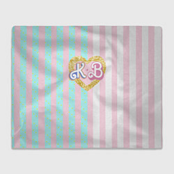 Плед флисовый Кен плюс Барби: сплит розовых и голубых полосок, цвет: 3D-велсофт