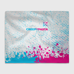 Плед флисовый CreepyPasta neon gradient style: символ сверху, цвет: 3D-велсофт
