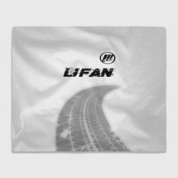 Плед флисовый Lifan speed на светлом фоне со следами шин: символ, цвет: 3D-велсофт